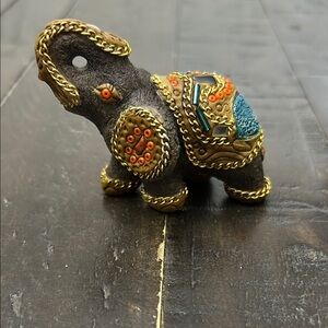 Decorative Elephant Figurine with Gold Accents. Small